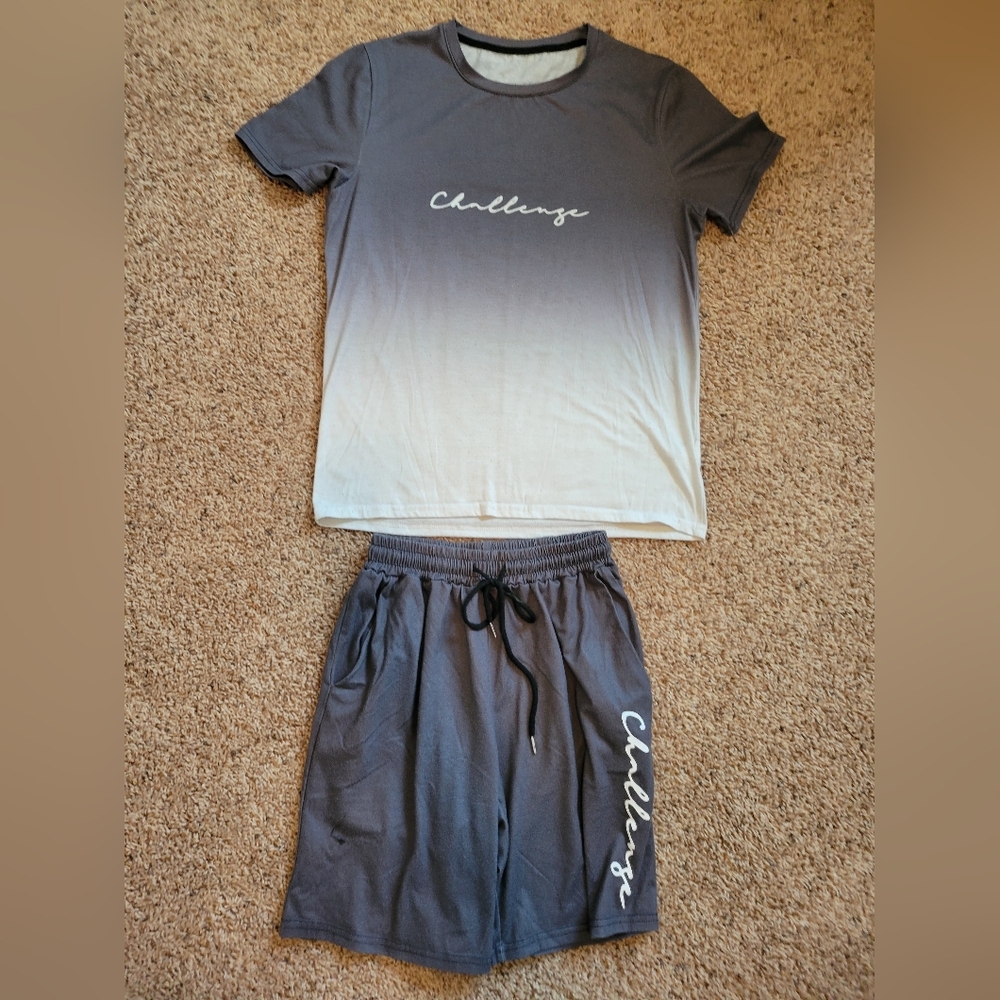 SHEIN Gray Ombre Men's Shorts Set